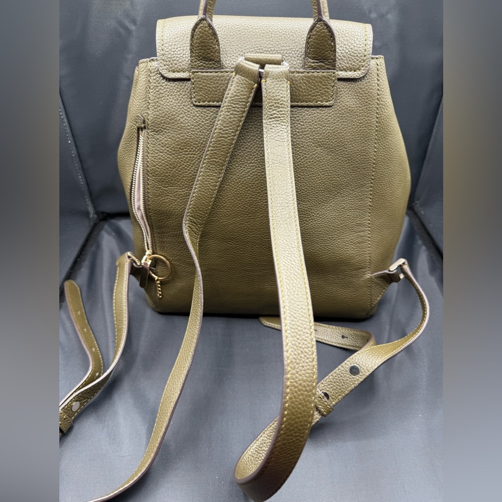 Kate Spade olive green New York sinch pebbled leather backpack - Picture 2 of 13